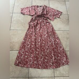 Red and White Floral Maxi Dress